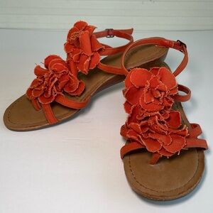 Nine West Orange Floral Sandals